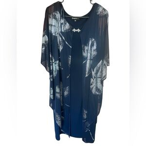 Glamour Nights Navy with silver Dress  size 18W